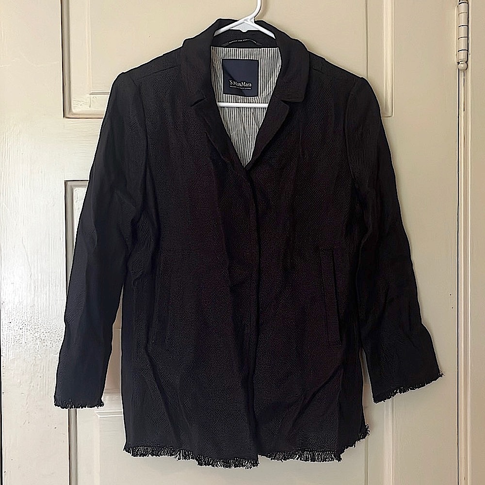 ‘S Maxmara Black Linen Three Button Blazer Jacket - image 1